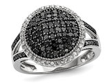 3/5 Carat (ctw) Black Diamond Cluster Ring in Sterling Silver